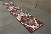 2ft6"x12ft Hand Tufted Wool Runner Rug Red, Unused