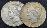 (2) Peace Silver Dollar 1922, 1923 XF