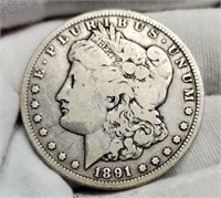 1891-CC Morgan Silver Dollar F15
