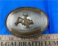 Vintage Nickel Silver Rodeo Belt Buckle