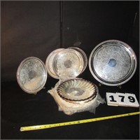 Group 10 Silver-plate serving pieces.