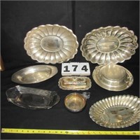 Group eight pieces silver plate.