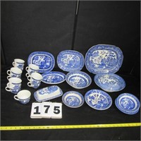 Approximately 22 pieces of Blue Willow China.