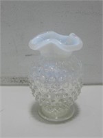 3.75" Vtg Fenton Opalescent Hobnail White Bud Vase