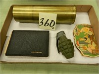 Dated 1943 75mm Brass Shell Casing, Grenade,