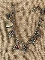 Sterling Silver Eastern Star Freemason Bracelet