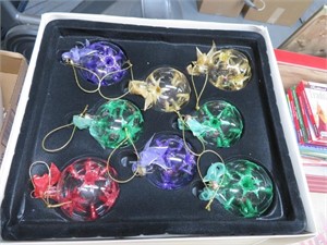 boxes of christmas ornaments - some glass
