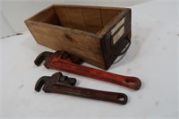 Ridgid Wrenches-10"&14" w/Wooden Box