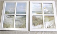 (2) Window Frame Beach Art 19x23"