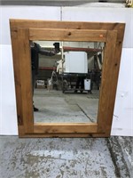 Rustic pine wood framed mirror