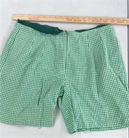 Vintage green plaid cotton shorts