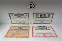 4 Railroad Stock Certificates Years 1954,59 & 65