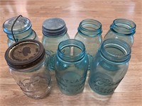 Lot of 7 VTG canning jars. Ball, Kerr & Atlas
