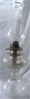 VINTAGE CLEAR GLASS PEDESTAL OIL LAMP LARGE