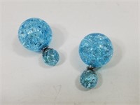 Stunning Blue Lucite Pierced Earrings  New