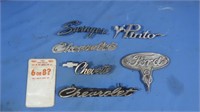 Vintage Car Name Plates incl Chevette, Pinto,