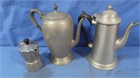 3 Pewter Coffee Pots