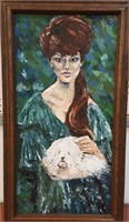 ORIGINAL OIL PAINTING "LADY WITH SHIH TZU"