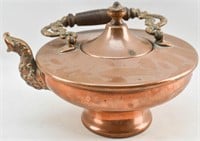 Ornate Copper Tea Kettle or Coffee Pot w/ Handle