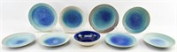 Group 8 Studio Pottery Plates & 1 Bowl, Signed
