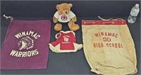 vintage Winamac sports bags, teddy bear, more