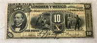 Mexico 10 Pesos Bank Note Currency