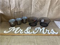 2 small baskets, planter pot decorations, & more