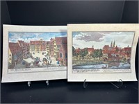 Vintage Johan Adams Delsenbach Set of 2 Prints