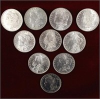 10pcs Morgan Silver Dollar lot (2) 1881, (2)