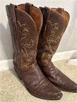 Lucchese Ostrich Leather Cowboy Boots Sz 8