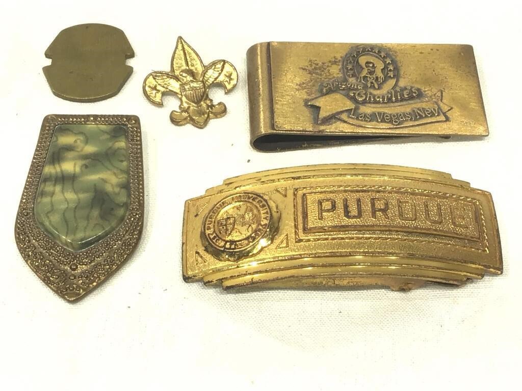 Money clip, belt buckles, pin and more.