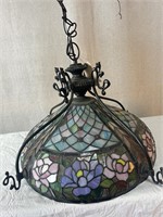 Tiffany Style Leaded Art Glass Hanging Lamp