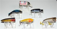 6 VINTAGE HEDDON FISHING LURES