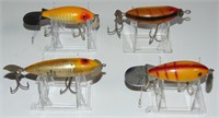 4 VINTAGE HEDDON FISHING LURES