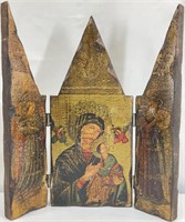 Vintage Florentine Style Religious Wood Triptych