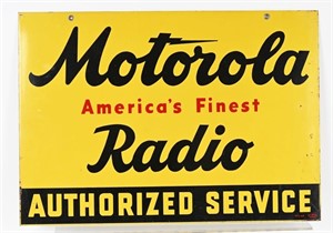 MOTOROLA RADIO SERVICE DOUBLE SIDED TIN SIGN