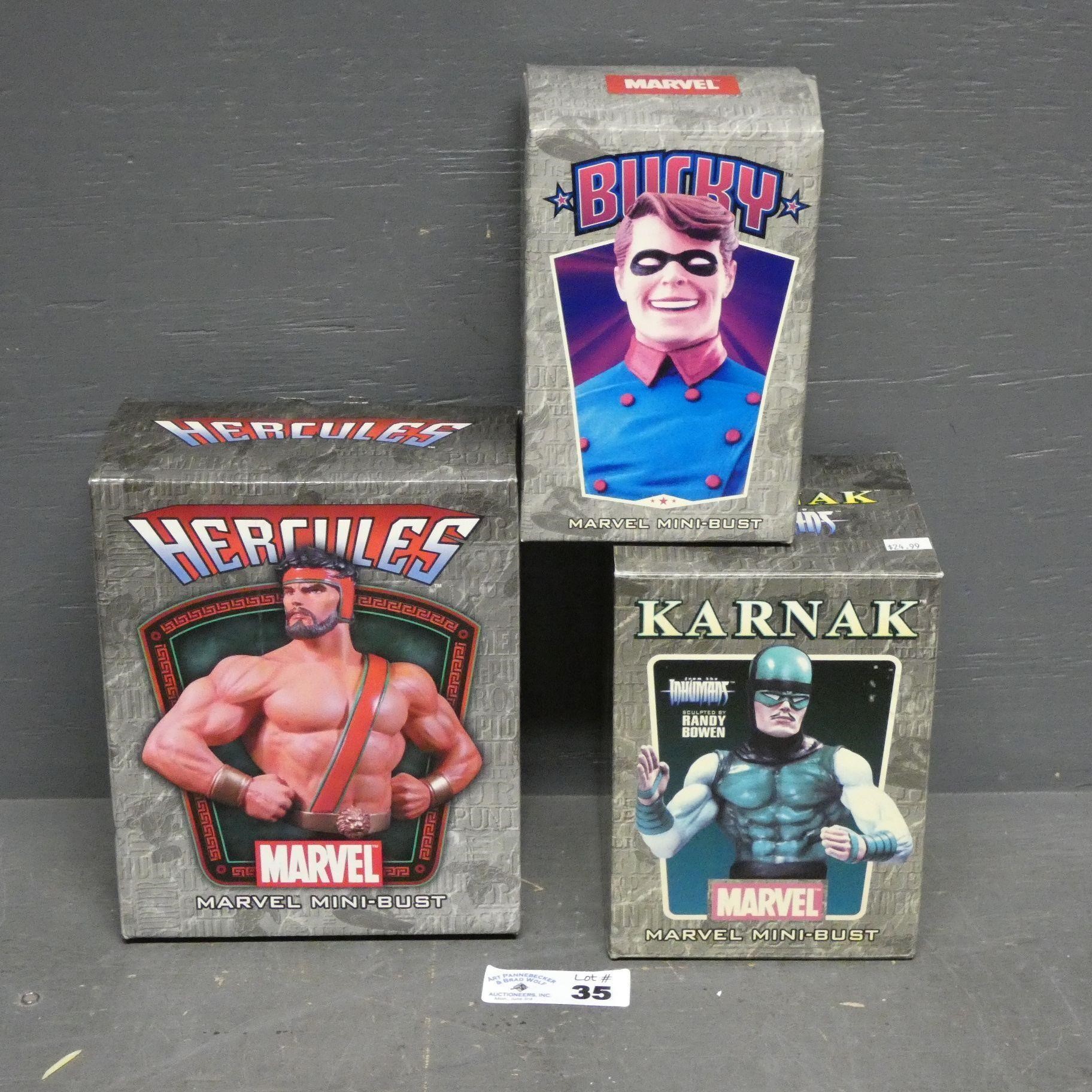 (3) Mini Bust - Karnak, Bucky & Hercules