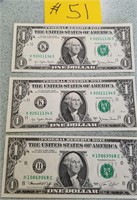 Mint Condition 1974 & 2 1977 A Dollar Bills