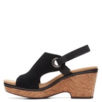 Clarks Womens Conptemporary Wedge Sandal, Black Sd