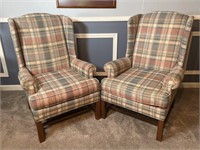 Two Hickory Plaid Upholstered Chairs