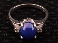 Sterling Silver Ring w/Star Sapphire - sz 6