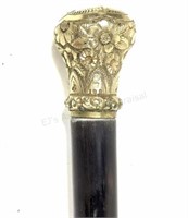 Antique Walking Stick, Gold Filled Engraved Handle