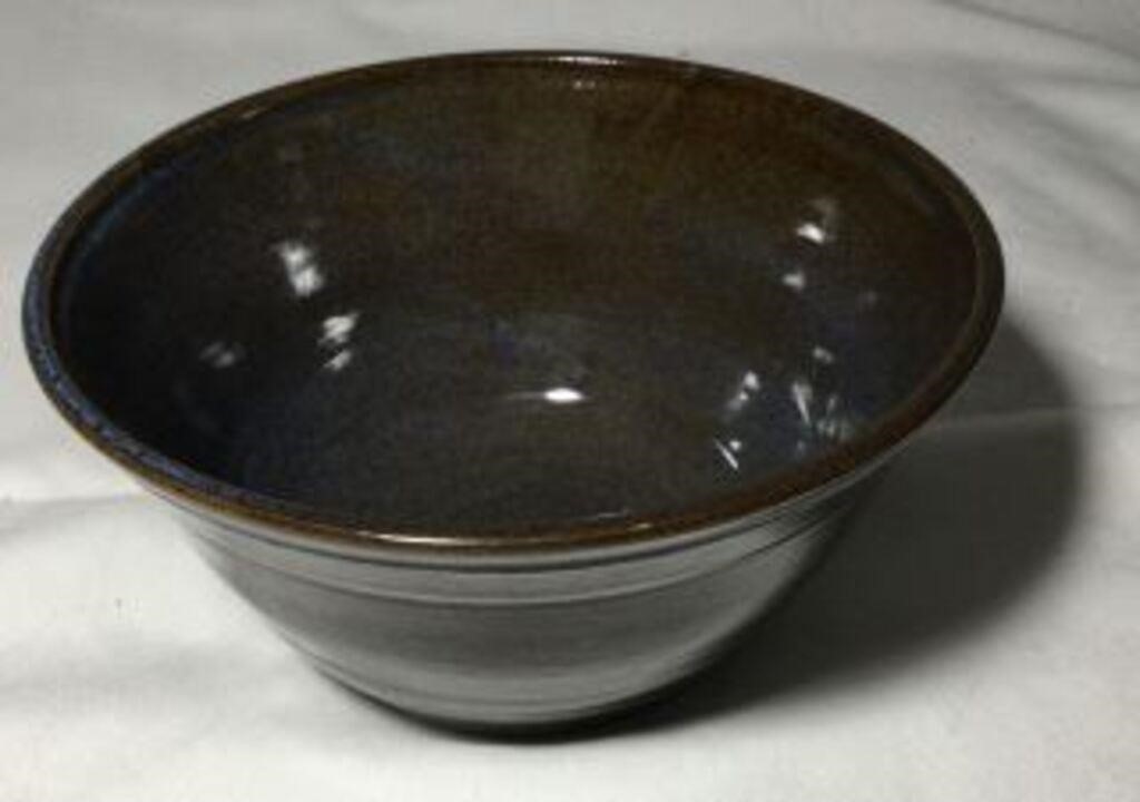 Stoneware Bowl Copper Brown with Blue Hints