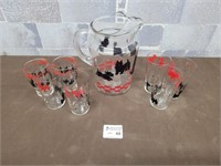 Scottish dog vase and glasses