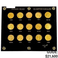 1908-1929 US Gold Quarter Eagle Set [15 Coins]