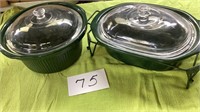 Two stoneware soup/casserole bowls, oval bowl has