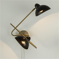Ahaloye 2-Light Plug in Wall Sconces, Black and G