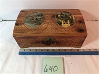 Wood box with pictures & mirror