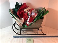 Christmas sleigh & towels/table cloths