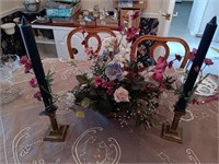 3 piece set flower arrangement and candle